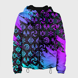 Женская куртка GENSHIN NEON PATTERN SYMBOL НЕОН ЭМБЛЕМЫ