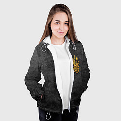 Куртка с капюшоном женская Волчий отпечаток золотом Символ Велеса, цвет: 3D-белый — фото 2
