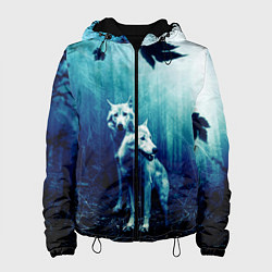 Куртка с капюшоном женская ЛЕС, ВОЛКИ И ТУМАН, цвет: 3D-черный