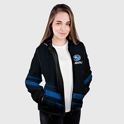 Куртка с капюшоном женская Subaru, sport style, цвет: 3D-черный — фото 2