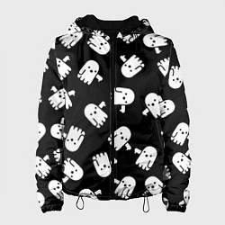 Куртка с капюшоном женская ПРИВИДЕНИЯ УЗОР HALLOWEEN, цвет: 3D-черный