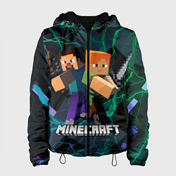 Куртка с капюшоном женская Молнии Майнкрафт, цвет: 3D-черный