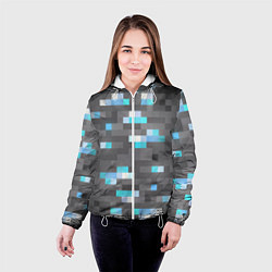 Куртка с капюшоном женская АЛМАЗНАЯ РУДА DIAMOND ORE MINCRAFT, цвет: 3D-белый — фото 2