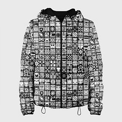 Куртка с капюшоном женская Geometry Dash: BW Pattern, цвет: 3D-черный