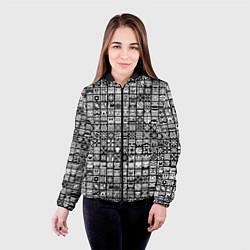 Куртка с капюшоном женская Geometry Dash: BW Pattern, цвет: 3D-черный — фото 2