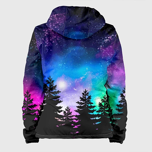 Женская куртка Космический лес, елки и звезды / 3D-Черный – фото 2