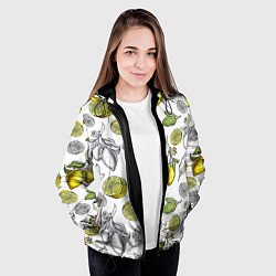 Куртка с капюшоном женская Лимонный паттерн, цвет: 3D-черный — фото 2