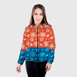 Куртка с капюшоном женская Новогодний узор, цвет: 3D-черный — фото 2