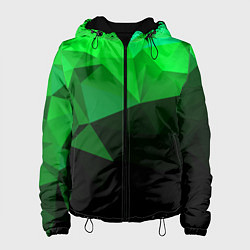 Куртка с капюшоном женская Изумрудный Зеленый Геометрия, цвет: 3D-черный