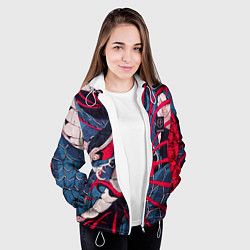 Куртка с капюшоном женская Самурай Якудза, змей, скелет, цвет: 3D-белый — фото 2