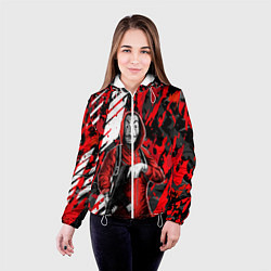 Куртка с капюшоном женская Бумажный дом Профессор с оружием, цвет: 3D-белый — фото 2