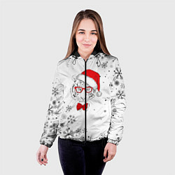 Куртка с капюшоном женская Новогодний тигр летящие снежинки, цвет: 3D-черный — фото 2