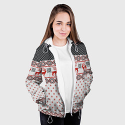 Куртка с капюшоном женская НОВОГОДНИЙ УЗОР, цвет: 3D-белый — фото 2