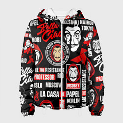 Куртка с капюшоном женская БУМАЖНЫЙ ДОМ ЛОГОБОМБИНГ LA CASA DE PAPEL, цвет: 3D-белый