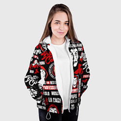 Куртка с капюшоном женская БУМАЖНЫЙ ДОМ ЛОГОБОМБИНГ LA CASA DE PAPEL, цвет: 3D-белый — фото 2