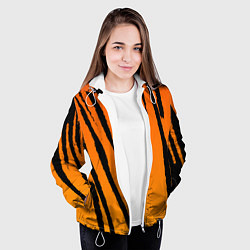 Куртка с капюшоном женская Шкура тигра диагональ, цвет: 3D-белый — фото 2