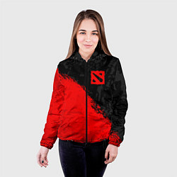 Куртка с капюшоном женская DOTA 2 RED LOGO, БРЫЗГИ КРАСОК, цвет: 3D-черный — фото 2