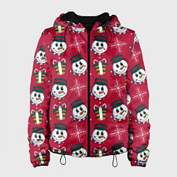 Куртка с капюшоном женская СНЕГOВИК В ЦИЛИНДРЕ, цвет: 3D-черный