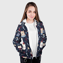 Куртка с капюшоном женская Забавный Новый Год 2022, цвет: 3D-белый — фото 2