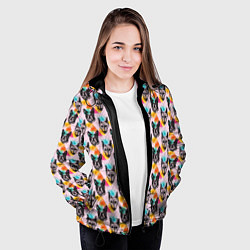 Куртка с капюшоном женская Собаки в красочном дизайне, цвет: 3D-черный — фото 2