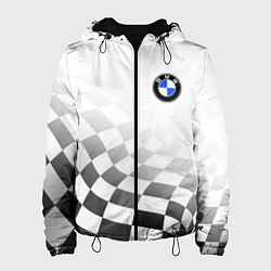 Куртка с капюшоном женская BMW, БМВ СПОРТ, ФИНИШНЫЙ ФЛАГ, цвет: 3D-черный