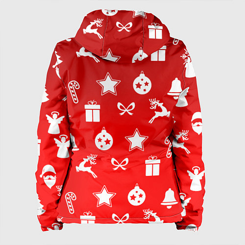 Женская куртка Новогодний узор красный градиент / 3D-Черный – фото 2