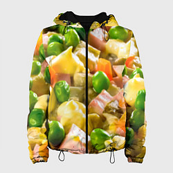 Куртка с капюшоном женская Весь в оливье, цвет: 3D-черный