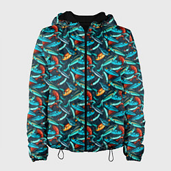 Куртка с капюшоном женская Рыболовные Воблеры, цвет: 3D-черный