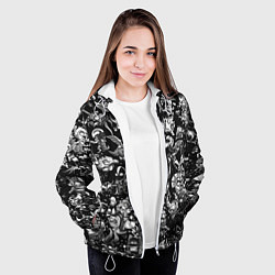 Куртка с капюшоном женская DOTA 2 ВСЕ ПЕРСОНАЖИ ЧЁРНО БЕЛЫЙ, цвет: 3D-белый — фото 2