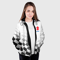 Куртка с капюшоном женская Suzuki, Сузуки Спорт, Финишный флаг, цвет: 3D-черный — фото 2