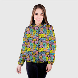 Куртка с капюшоном женская Весёлые Котики, цвет: 3D-черный — фото 2