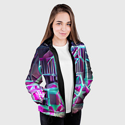 Куртка с капюшоном женская Неоновая трубка, цвет: 3D-черный — фото 2