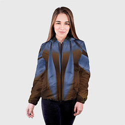 Куртка с капюшоном женская Орхидея в коричневом Абстракция 541-2-p3-5 Дополне, цвет: 3D-черный — фото 2