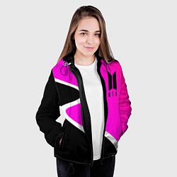 Куртка с капюшоном женская K-pop БТС Логотип, цвет: 3D-черный — фото 2