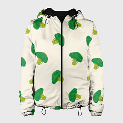 Куртка с капюшоном женская Брокколи паттерн, цвет: 3D-черный