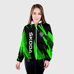 Куртка с капюшоном женская SKODA Логотип Узор, цвет: 3D-белый — фото 2
