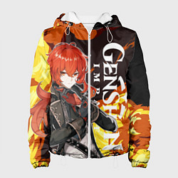 Куртка с капюшоном женская ДИЛЮК ПИРО ВЗРЫВ DILUC, цвет: 3D-белый