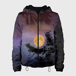 Куртка с капюшоном женская Night sky with full moon by Apkx, цвет: 3D-черный