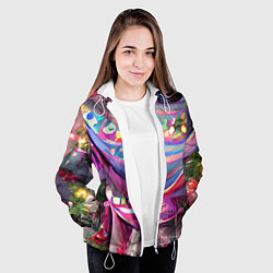 Куртка с капюшоном женская Новогодний конфетти, цвет: 3D-белый — фото 2