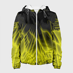 Куртка с капюшоном женская Коллекция Rays Лучи Желтый и черный Абстракция 662, цвет: 3D-белый