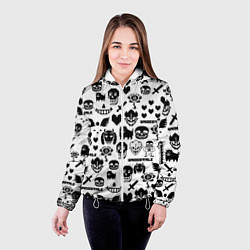 Куртка с капюшоном женская UNDERTALE WHITE PATTERN, цвет: 3D-белый — фото 2