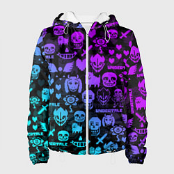 Куртка с капюшоном женская UNDERTALE NEON PATTERN УЗОР, цвет: 3D-белый