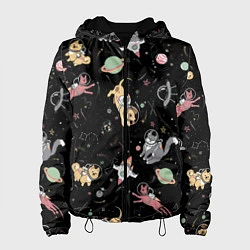 Куртка с капюшоном женская Космические коты, цвет: 3D-черный