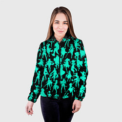 Куртка с капюшоном женская НЕОНОВЫЕ ГЕРОИ ГЕНШИН ИМПАКТ, цвет: 3D-черный — фото 2