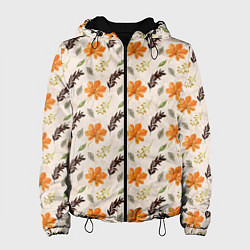 Куртка с капюшоном женская Осенний пейзаж, цвет: 3D-черный