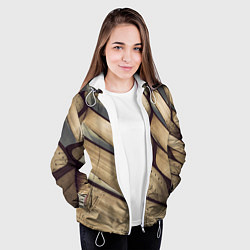 Куртка с капюшоном женская Текстура древесины, цвет: 3D-белый — фото 2
