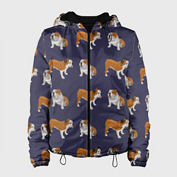 Куртка с капюшоном женская Английские бульдоги паттерн, цвет: 3D-черный