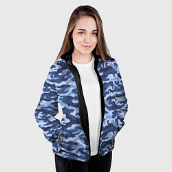 Куртка с капюшоном женская Синий Камуфляж Camouflage, цвет: 3D-черный — фото 2