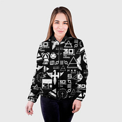 Куртка с капюшоном женская 30 Seconds to Mars: Паттерн логотипов, цвет: 3D-черный — фото 2