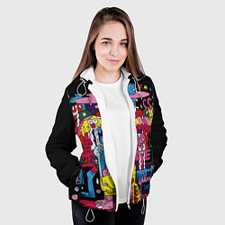 Куртка с капюшоном женская Разноцветные монстры, цвет: 3D-белый — фото 2